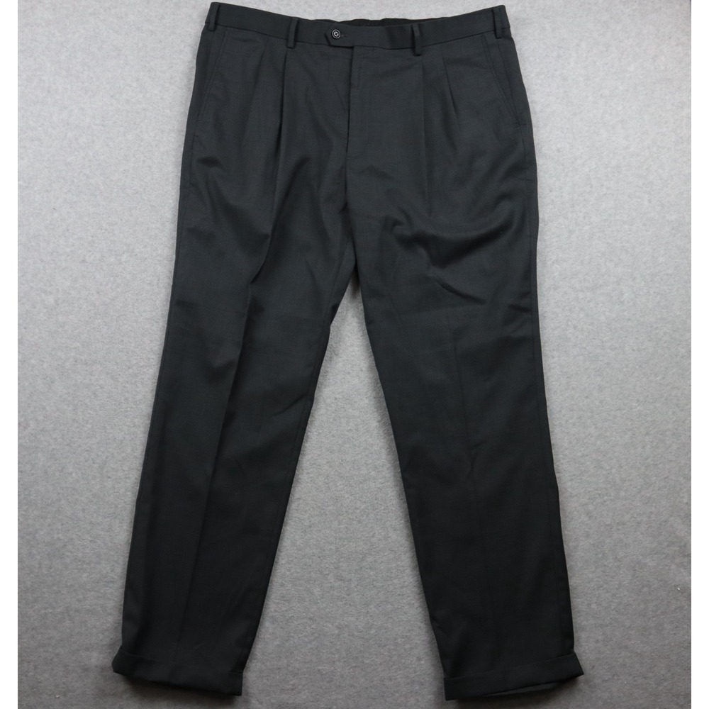 Roundtree & Yorke Pants Mens 42x32 TravelSmart Dress Suit Cuffed Pleated Gray